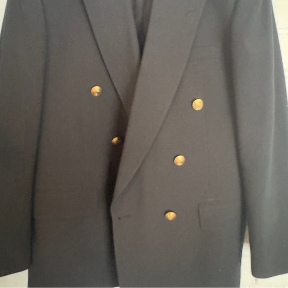 Vintage Perry Ellis Double-Breasted Navy Blazer 40R - Picture 3 of 9